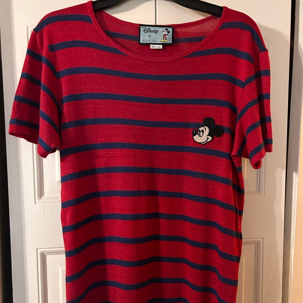 GUCCI X DISNEY UNISEX RED AND BLUE STRIPE